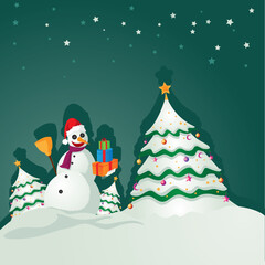 snowman and tree