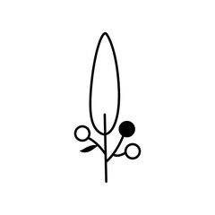 Black silhouette of a plant. Clipart.