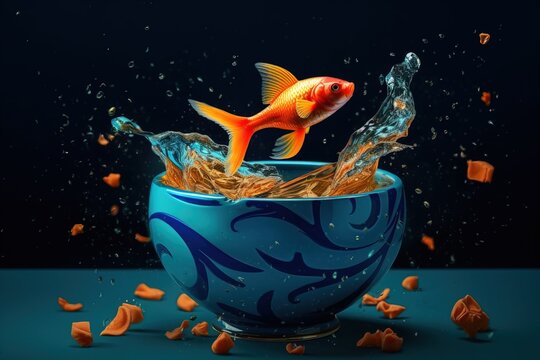 a goldfish in a bowl of soup dynamic elements