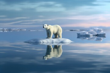 Fototapeta na wymiar Polar Bear on Drifting Ice: Fragile Habitat