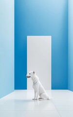 white dog in a room