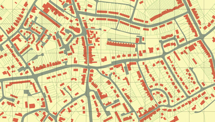 Editable vector illustrated map of housing in a generic town without names