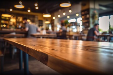 Wooden Table with Blurry Background for Captivating Food and Dining Visuals