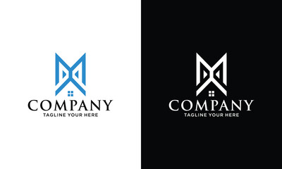 Naklejka premium Modern and stylish Home Logo M Letter Home Logo