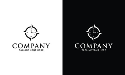 simple compass logo concept in modern and luxury style in black color
