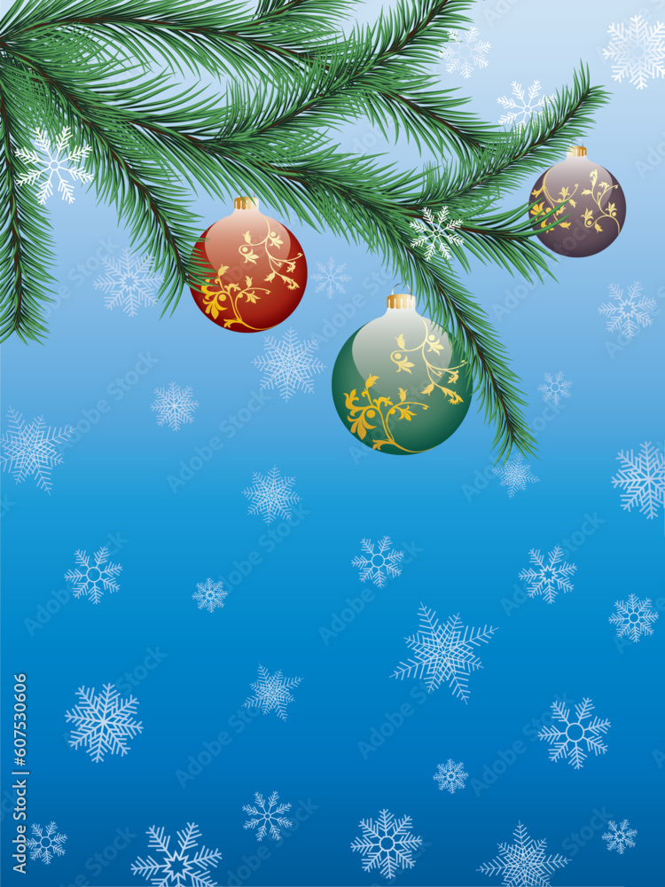 Wall mural vector christmas background with fir branch.