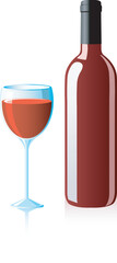 Wine glass and bottle