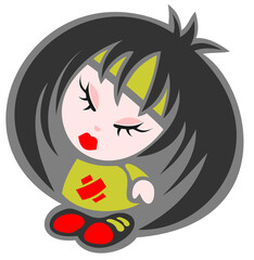 Cartoon emo little girl isolated on a white background.