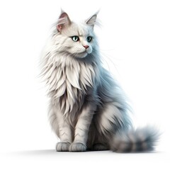 Obraz premium cat, kitten, animal, pet, isolated, domestic, feline, fur, white, cute, tabby, kitty, sitting, young, baby, portrait, adorable, looking, british, one, paw, pets, mammal, gray, beautiful