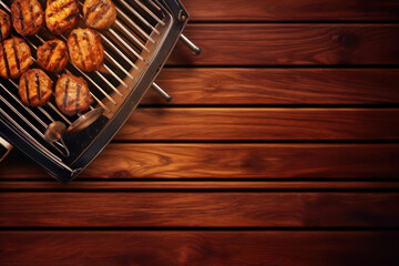 grilled chicken on the stove on a wooden table with Ai generated