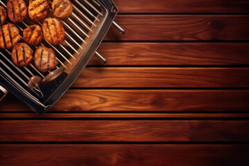Fototapeta premium grilled chicken on the stove on a wooden table with Ai generated