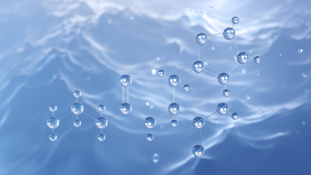 carnosine molecular structure, 3d model molecule, l-carnosine, structural chemical formula view from a microscope
