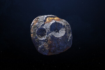 Asteroid Psyche the large metallic asteroid. Elements of this image furnished by NASA. © revers_jr