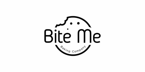 Bite Me Logo design, Biscuits Stamp Icon Symbol Vector EPS 10.