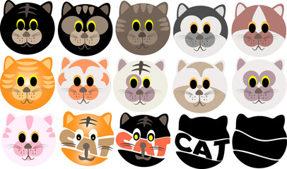  Cat Character  set design vector illustration on white background. 