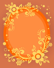 Stylized flowers frame on an orange background.