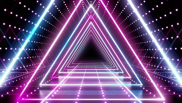 Neon Line Tunnel glowing fluorescent light corridor stage CG background