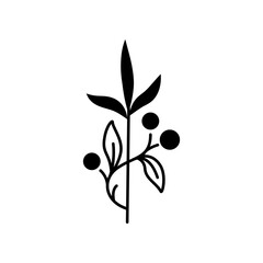 Black silhouette of a plant. Clipart.