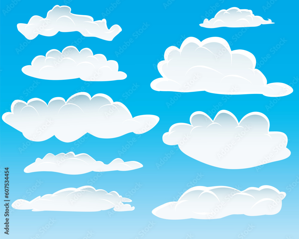 Poster set of different shape of clouds for design usage