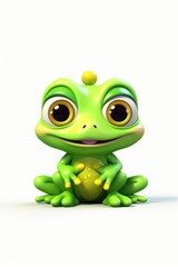 Fototapeta premium Cute baby Frog in Cartoon Style on white background - generative AI