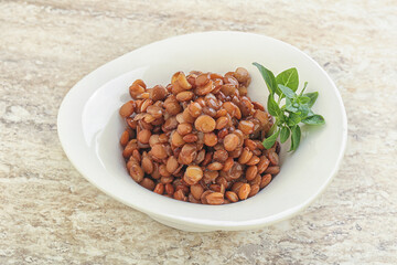 Boiled lentil in the bowl