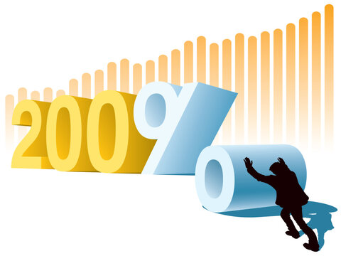 New Year or two hundred percent profit, conceptual business illustration.