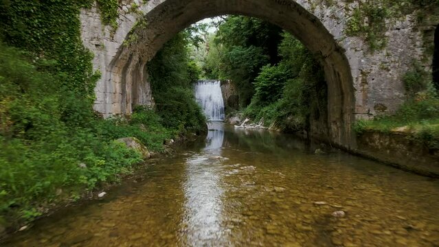 Aerial view of Washerwoman bridge in Montella, Avellino, Italy