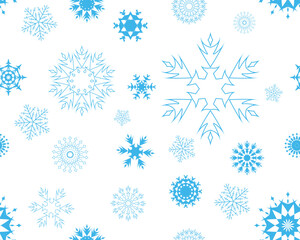 Fototapeta na wymiar seamless vector snowflakes background in different shapes
