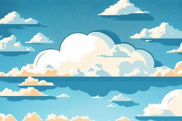 Fototapeta na wymiar Cloudy Blue Sky in Cartoon Style Created with Generative AI Technology