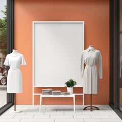 Fototapeta na wymiar Blank canvas for fashion sale season in boutique window display, generative AI