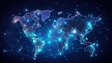 World map abstract internet connection line and dot . Generative AI