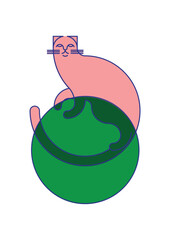 Gatto minimal a colori