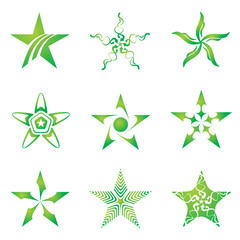 Obraz premium Set of decorative and creative five cornered/pentagonal stars