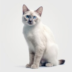 Obraz premium cat, kitten, animal, pet, isolated, domestic, feline, fur, white, cute, tabby, kitty, sitting, young, baby, portrait, adorable, looking, british, one, paw, pets, mammal, gray, beautiful