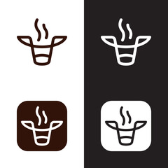 coffee and animal bull icon app set