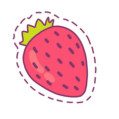 Strawberry summer sticker art illustration