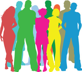 Colourful silhouettes of people