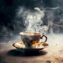 Coffee with steam in the air 