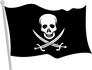 A Black pirate flag with pole
