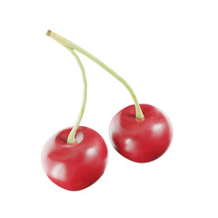 3d cherries isolated on transparent background, png