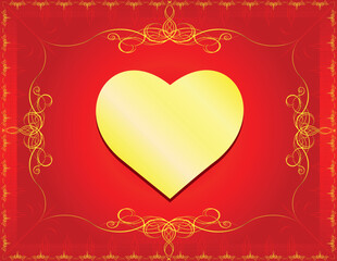 Golden Heart with classic border and swirls- In vector version all elements are independent and can be reused