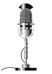 Vintage radio microphone isolated over white background