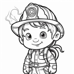 Coloring page for kids a mini firemen 