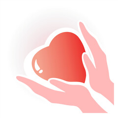 Obraz premium Heart in hands. A symbol of love and tenderness. Valentine's illustration.
