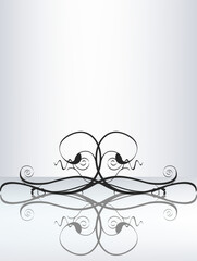Vector illustration of shiloutte flourish reflected