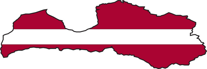Illustration Vector of a Map and Flag from Latvia