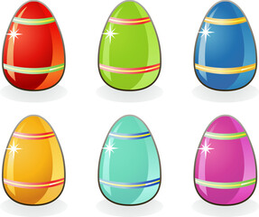 Collection of Easter painted eggs isolated on white background / vector  Layers are separated!