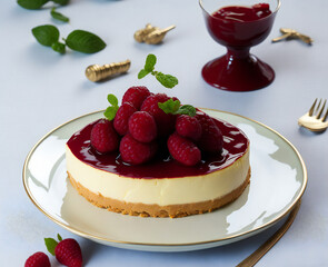 Creamy Delight: New York Cheesecake - Delicia Cremosa: Cheesecake de Nueva York (generated with AI)