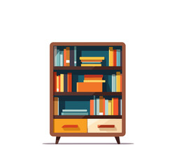 Vector illustration of cartoon shelves with books isolated on white background