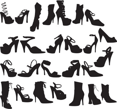 Illustration of Sexy Shoes Silouettes - Vector